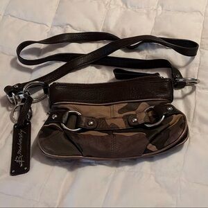 b. makowsky Brown & Tan Camouflage Crossbody Belt Bag